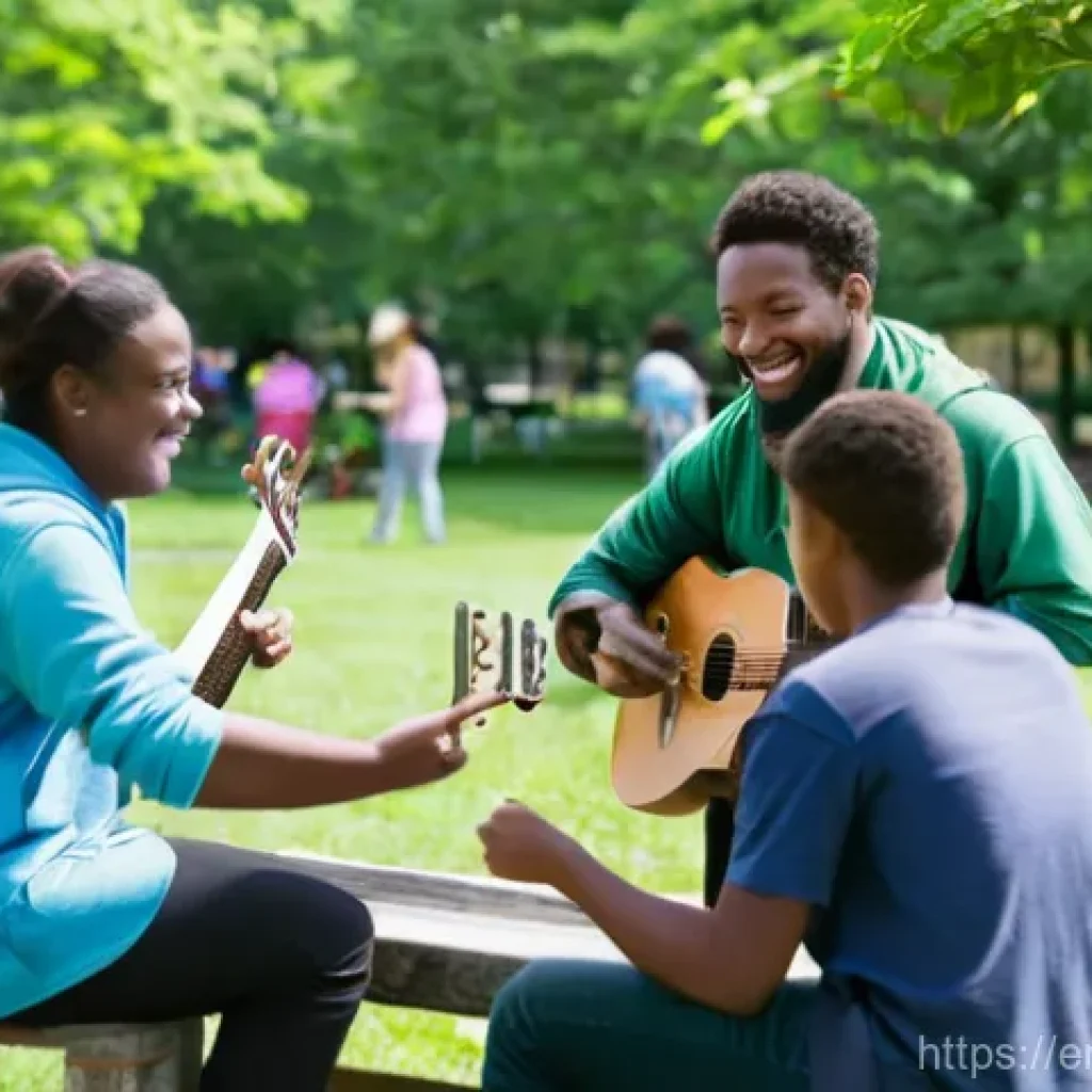 호혜적 교환 시스템의 시장 분석 - **Prompt:** A diverse group of fully clothed adults and teenagers, all dressed in comfortable, every...