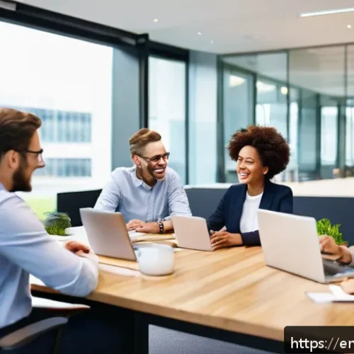 호혜적 교환 시스템의 참여자 유형 분석 - A vibrant modern office scene showing a diverse group of professional adults collaborating around a ...